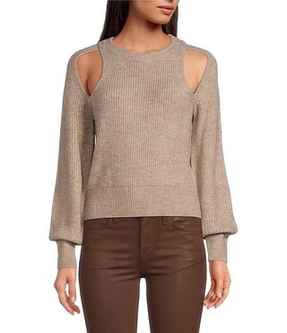 ASTR The Label Adira Knit Crew Neck Long Sleeve Shoulder Cut-Out Sweater | Dillard's | Dillard's