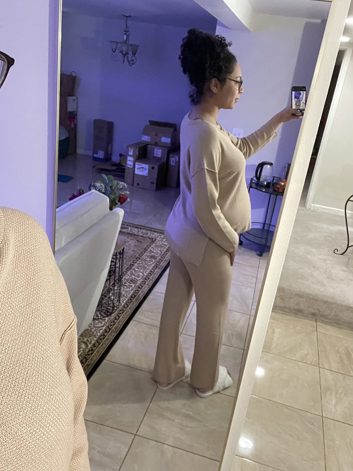 Pink Queen Women's 2 Piece Outfit Set Long Sleeve Button Knit Pullover Sweater Top and Wide Leg P... | Amazon (US)