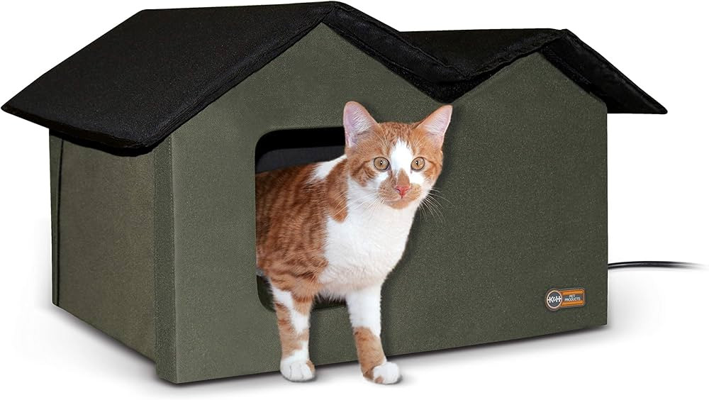 K&H Pet Products Heated Outdoor Cat House Extra-Wide Winter Shelter for Ferals - Cat House for Ou... | Amazon (US)