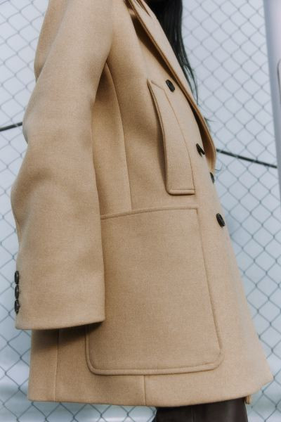 Oversized Wool-blend Pea Coat - Beige - Ladies | H&M US | H&M (US + CA)