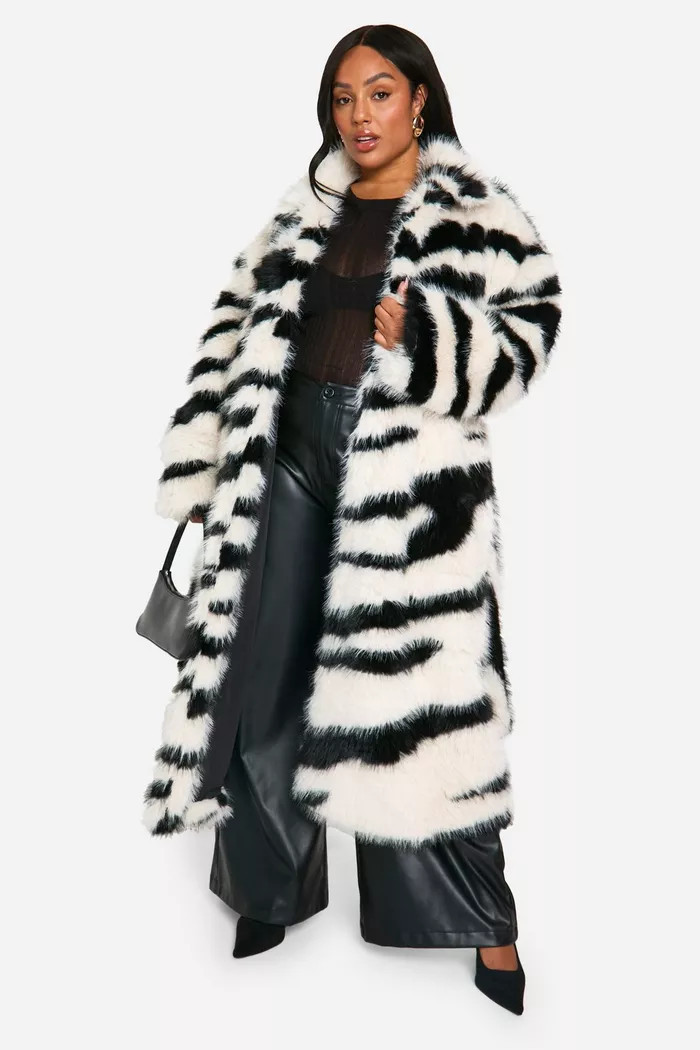Plus Zebra Faux Fur Coat | boohoo (US & Canada)
