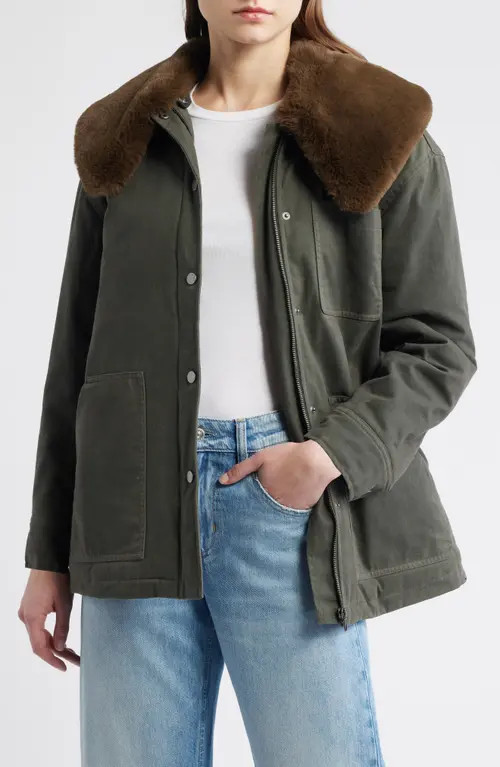 Rails Tessuto Waxed Cotton Jacket with Removable Faux Fur Collar in Umber at Nordstrom, Size Small | Nordstrom