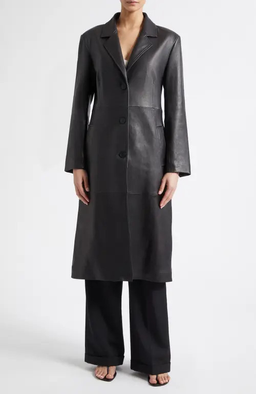 ARMA Aisa Leather Coat in Black at Nordstrom, Size 32 | Nordstrom