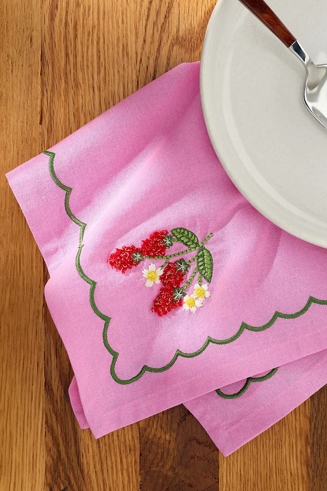 Berry Embroidered Cotton Napkins, Set of 4 | Anthropologie (US)