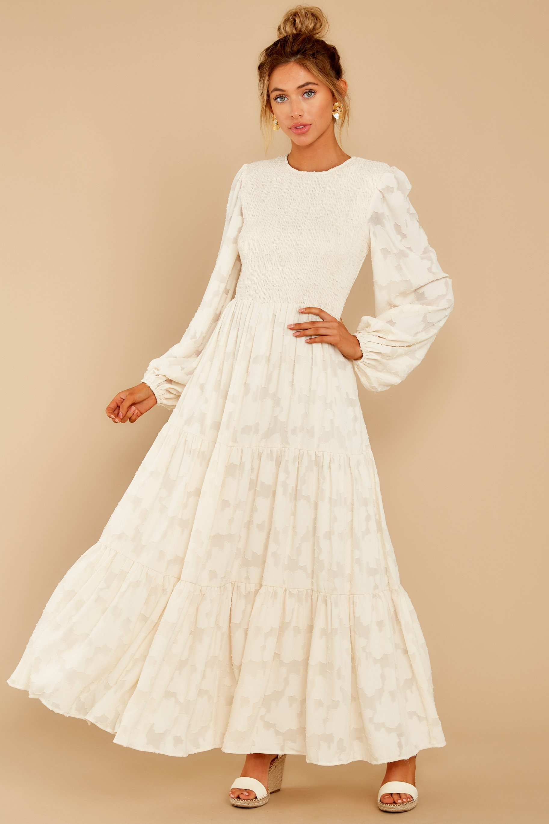 A Fine Romance Cream Lace Maxi Dress | Red Dress 