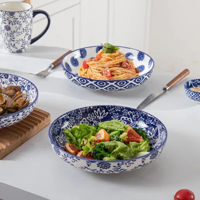 Ceramic Pasta Bowls Set Of 4 - Porcelain Serving Bowls For Soup, Salad, Cereal & Pasta - Microwave, Dishwasher & Oven Safe - Wide & Shallow Design For | Wayfair North America
