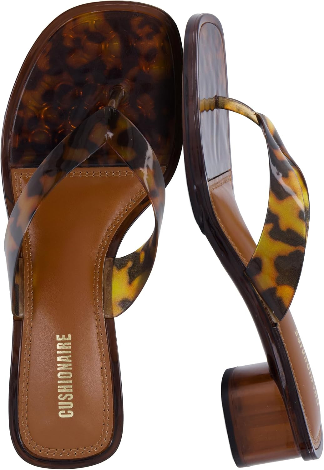 CUSHIONAIRE Toots Thong Strap Jelly Sandals for Women with Low Block Heel | Amazon (US)