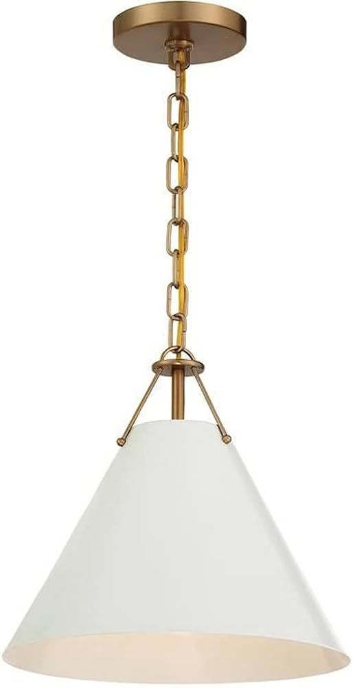 Bailey Street Home Mid Century Modern 1 Light Cone Pendant Light in Vibrant Gold and White Steel ... | Amazon (US)