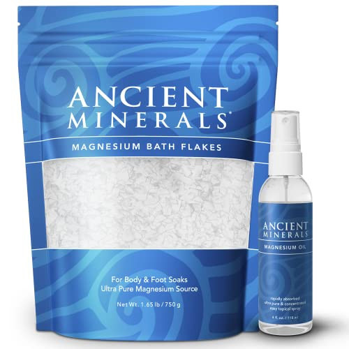 Ancient Minerals Magnesium Bath Flakes and Magnesium Oil Spray Bundle - Pure Genuine Zechstein Chloride | Amazon (US)