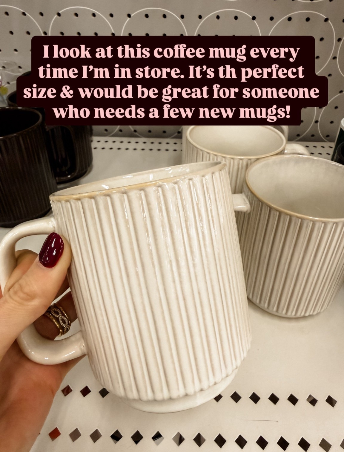These mugs are so cute! They would make a great gift for anyone! You could even fill it with goodies to create a gift bundle! 

Loverly Grey, Target find, neutral mugs, ribbed mugs, gift guide, gift ideas 

#LTKHoliday #LTKFindsUnder50 #LTKGiftGuide