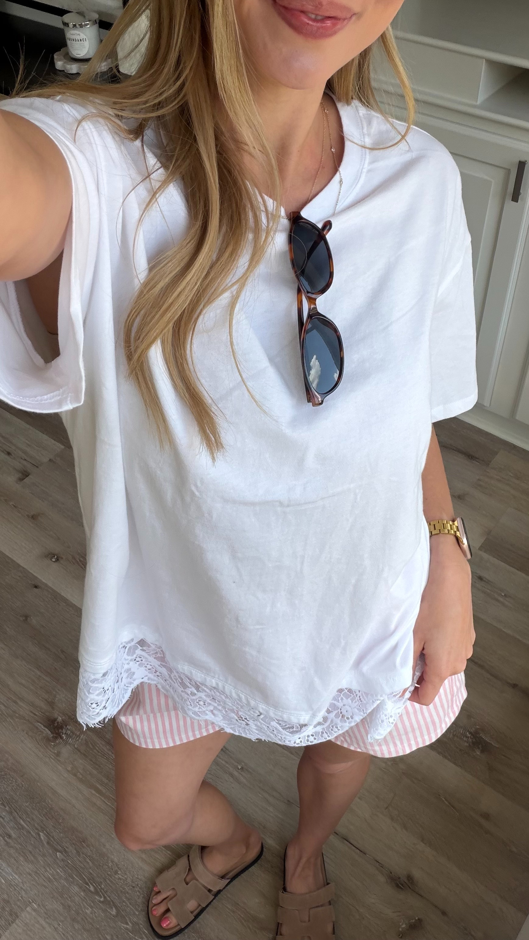 Cute casual summer mom ootd | Wearing M in shorts, M tee but should have done S 

 #LTKootd #LTKmomlife
