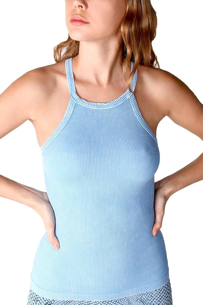 NIKIBIKI Women Seamless High Neck Ribbed Tank Top, Made in U.S.A, One Size | Amazon (US)