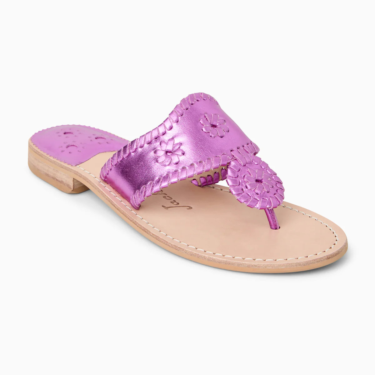 Jack Rogers Jacks Sandal | Metallic Nappa Leather | Magenta | Jack Rogers