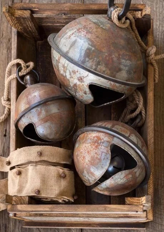 Extra Large Sleigh BELLS Vintage Style Rust Red or Gold. - Etsy | Etsy (US)