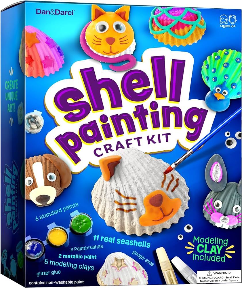 Dan&Darci Kids Sea Shell Painting Kit - Arts & Crafts Gifts for Boys and Girls - Easter Craft Act... | Amazon (US)