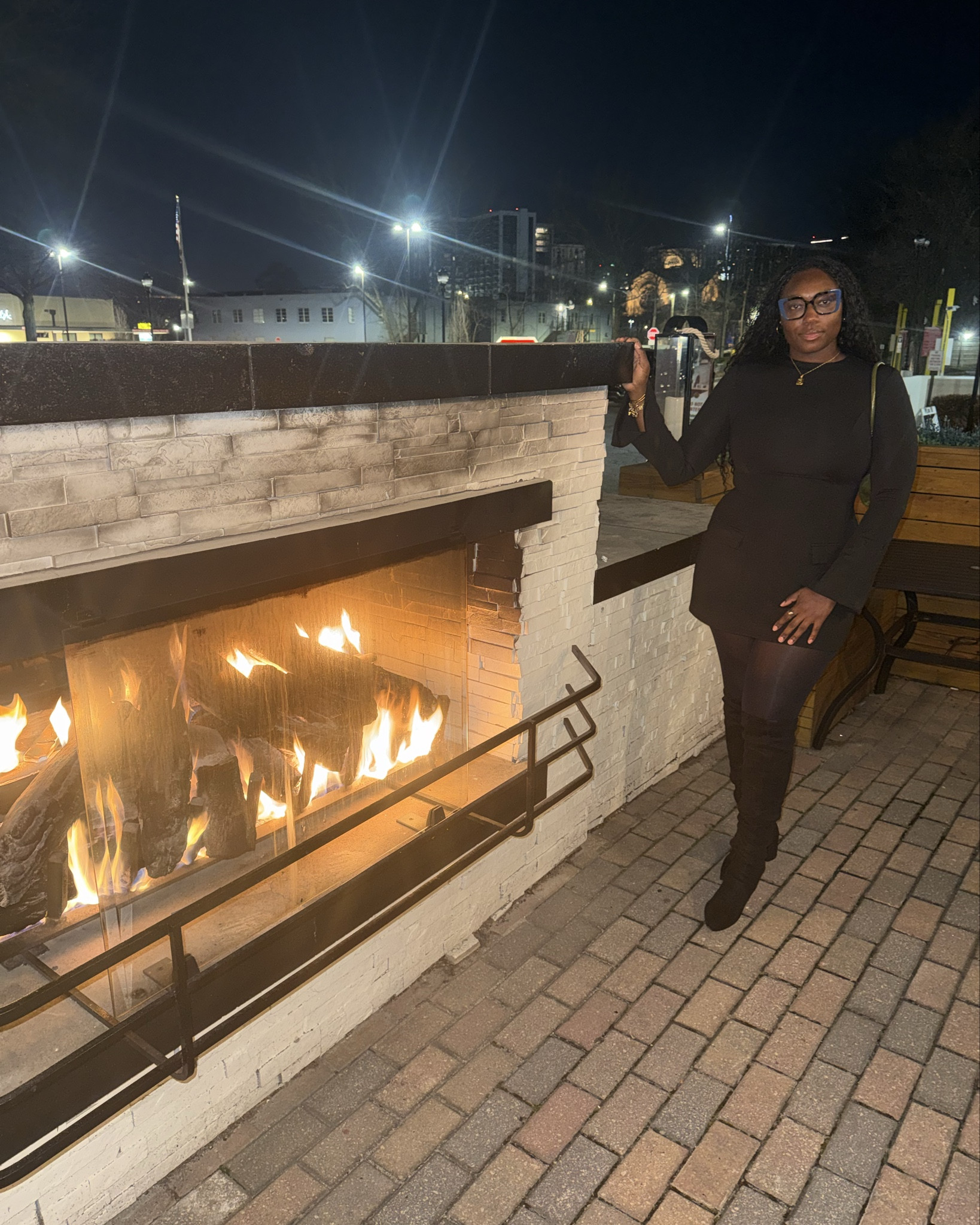 Warm fires and even hotter fits. 🔥 Nothing beats a classic all-black moment for a chilly night out. This dress + boot combo is a permanent staple in my wardrobe. 

 #LTKPlusSize #LTKgrwm #LTKootd