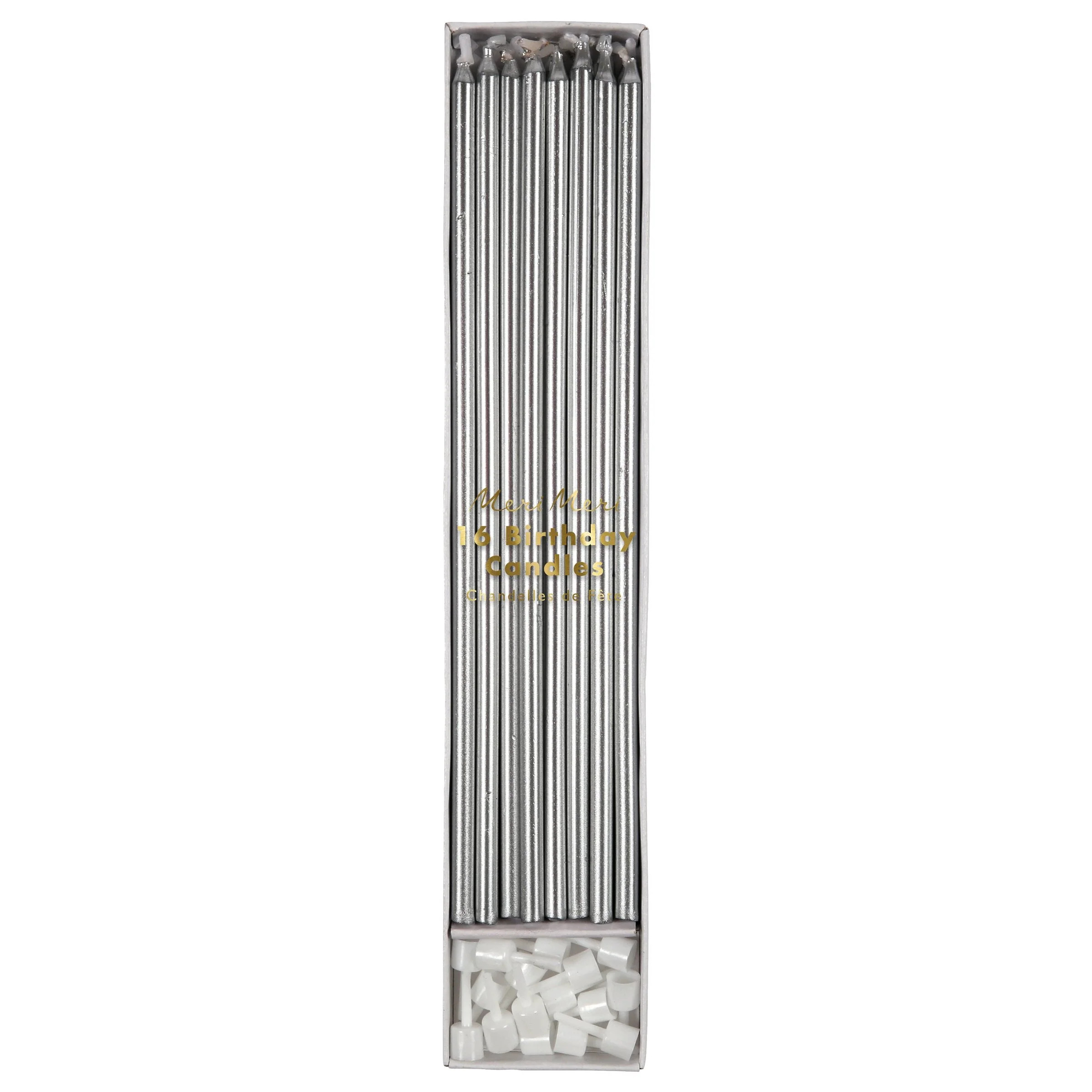 Silver Long Candles | Meri Meri