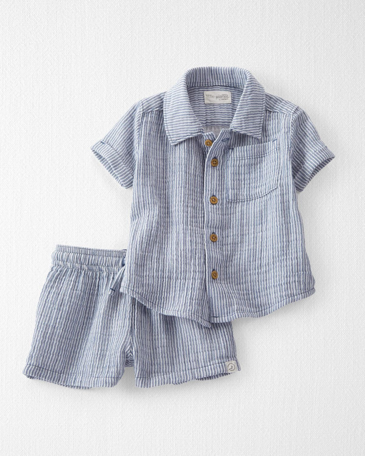 Blue Stripe Baby 2-Piece Organic Cotton Gauze Set | carters.com | Carter's