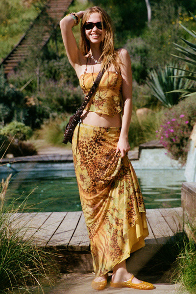 UO Shimmer Haze Printed Mesh Skirt 2-Piece Set | Urban Outfitters (US and RoW)