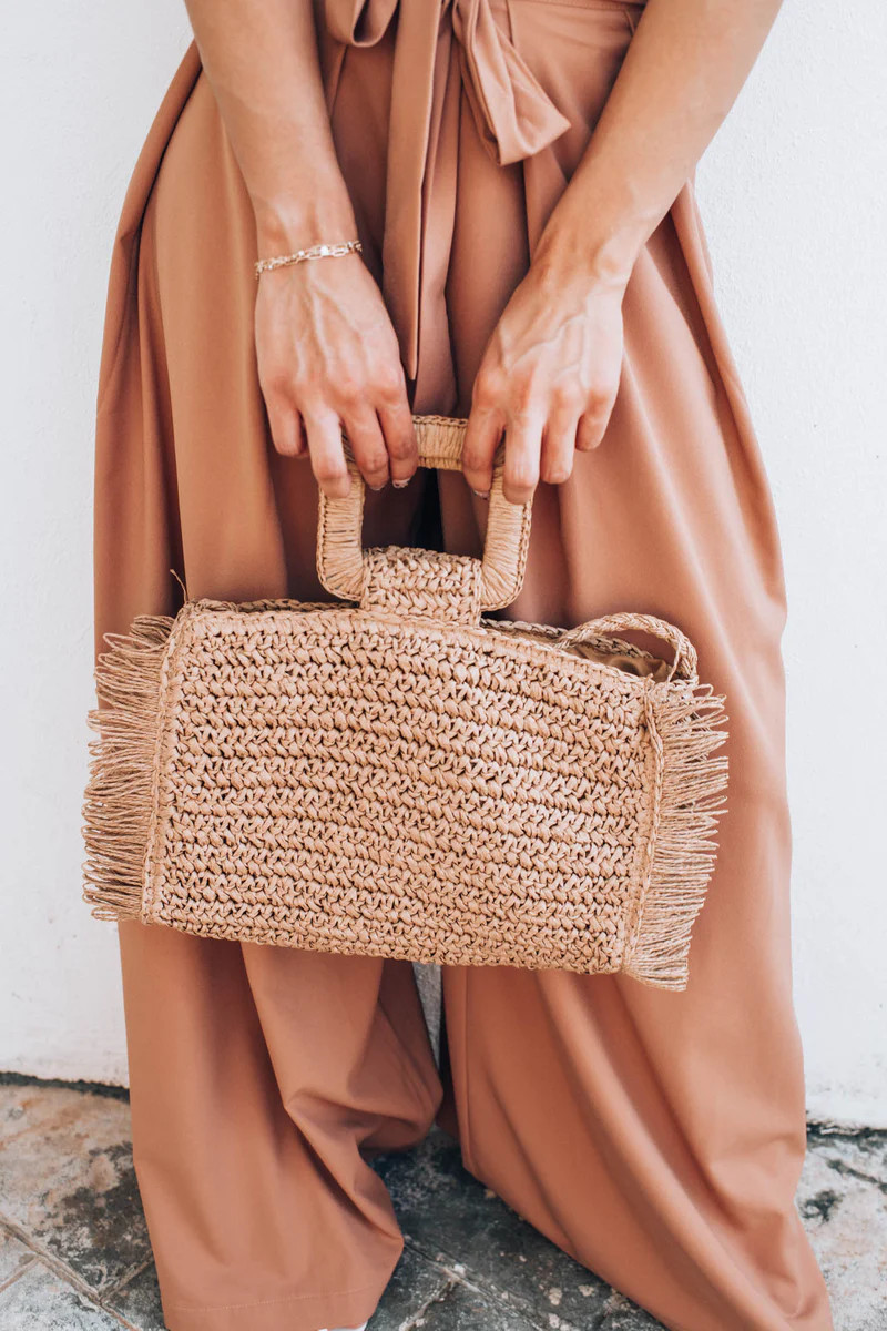 Off Of An Island Braided Fringe Beach Bag- 2 colors | Apricot Lane Boutique