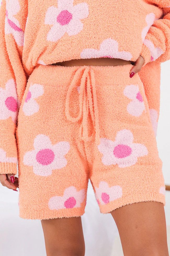 Movies and Chill Pink and Orange Daisy Fuzzy Lounge Shorts | Pink Lily