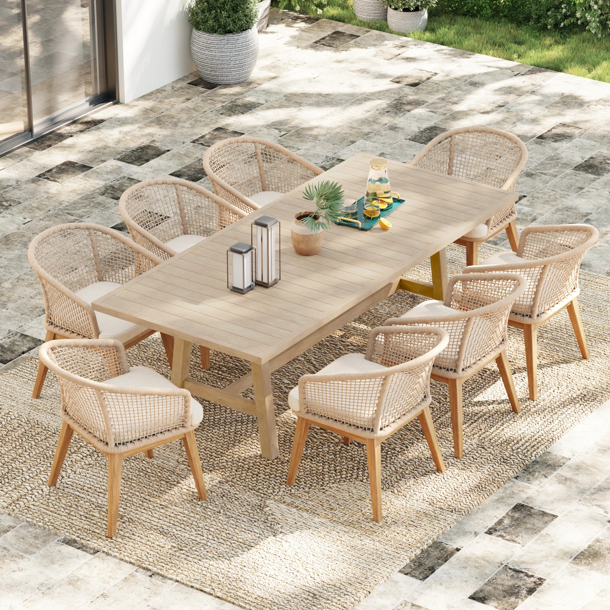 Rectangular Outdoor Dining Set With Cushions | Wayfair North America