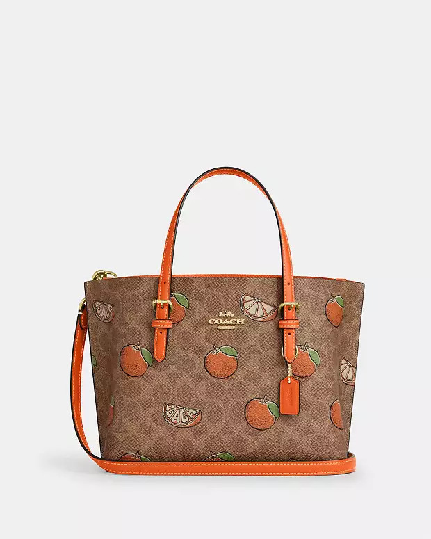 Mollie Tote Bag 25 In Signature Canvas With Orange Print | Coach Outlet US