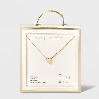 14K Gold Plated Heart Slider Pendant Necklace - A New Day™ Gold | Target