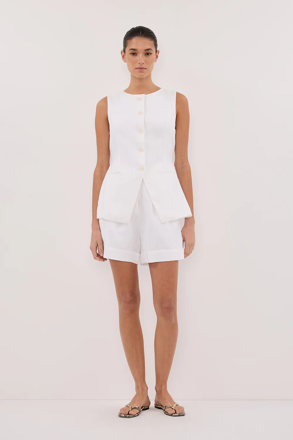 ALESSIA WHITE LINEN VEST | DISSH