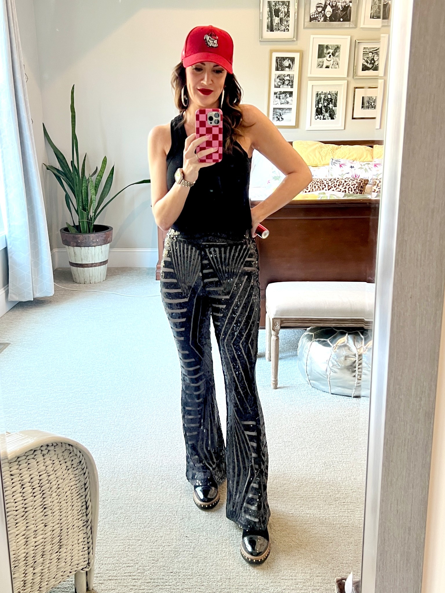 ❤️🖤 My gameday outfit for the biggest game of the year against Texas! These Amazon sequin pants are super and I’m wearing a small - elastic waistband. 

#LTKFindsUnder50 #LTKStyleTip #LTKOver40