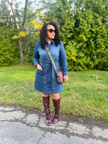 I love a good denim dress and this one has the perfect amount of stretch ! Will definitely be a staple in my closet this fall and winter! Styled it with a pair of knee boots. Do you guys love denim as much as I do for the fall? 
#fallfashion #fashionstaple #denimdress #macys #fashionover40 #midsizefashion 

#LTKstyletip #LTKsalealert #LTKunder100