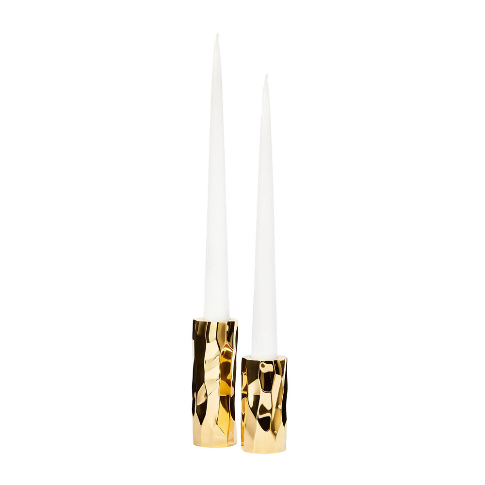 Kyoto Candlesticks - Set of 2 - Brass/White | Amara (UK)