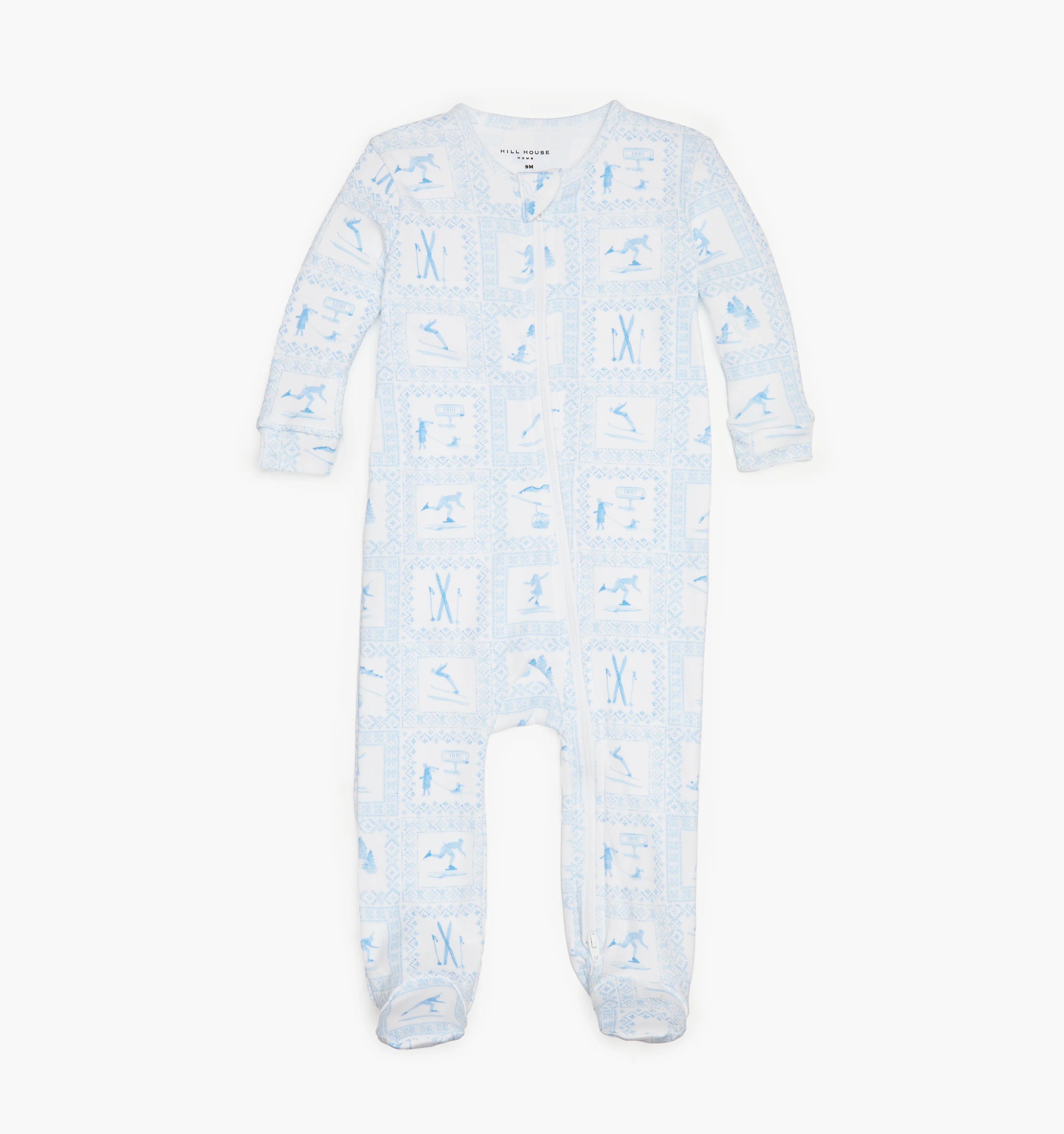 The Footie Pajama | Blue Skiers Toile / 6-9M | 100% Cotton | Hill House Home | Hill House Home US