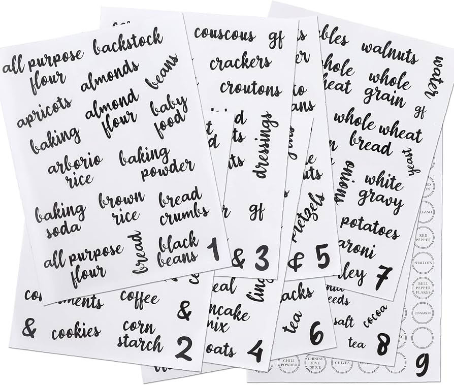 Kitchen Pantry Labels for Food Storage Containers, Set of 270 Clear Stickers for Common Goods | Amazon (US)