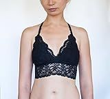 Black Lace Bralette. Black Bralette. Black lace Top. Triangle Bralette, Wireless bra. Handmade Linge | Amazon (US)