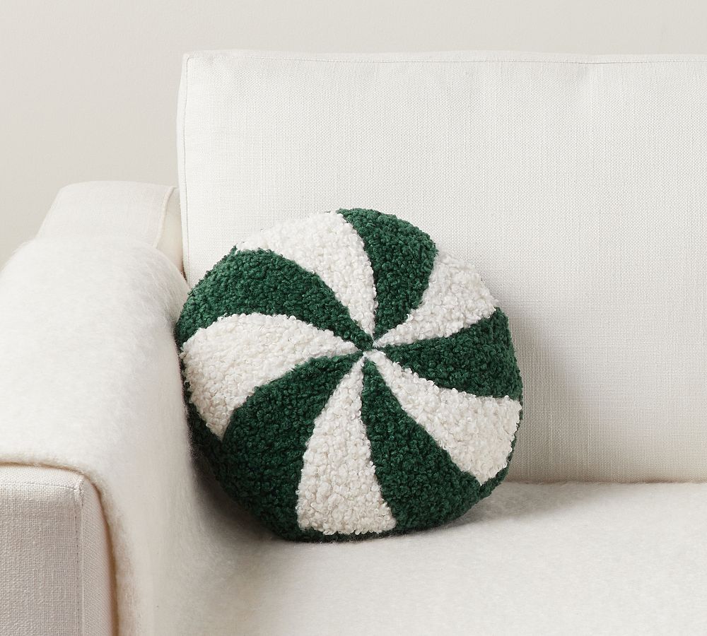 Cozy Teddy Peppermint Shaped Pillow | Pottery Barn (US)
