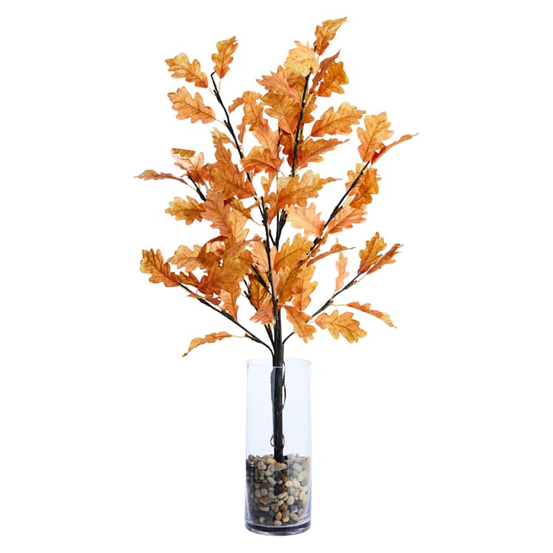 Pre-Lit Oak Leaf Branch with Timer, 32" | At Home