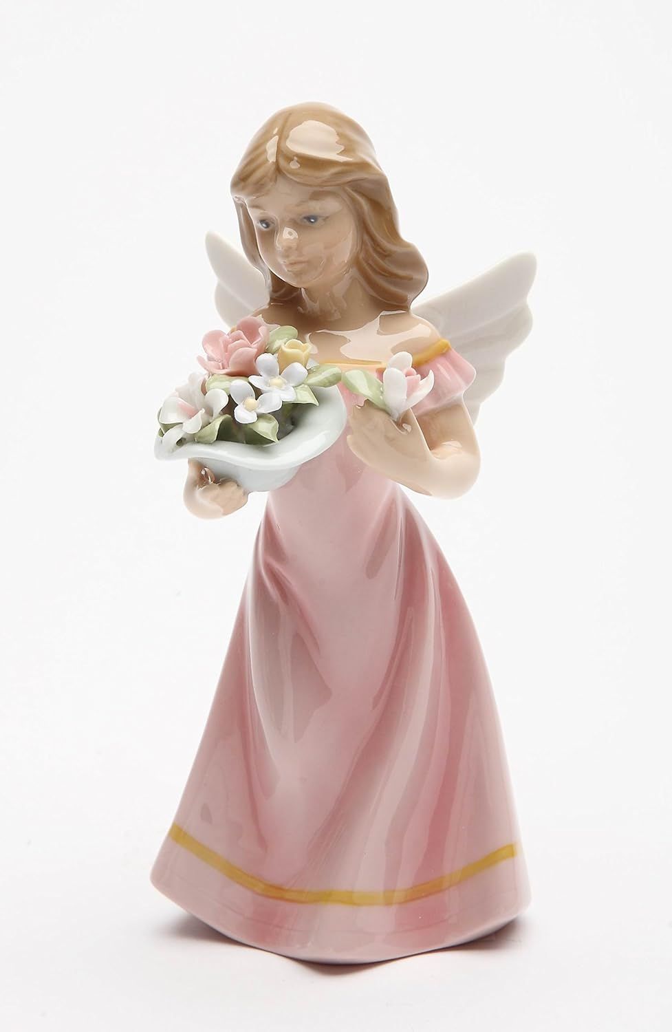Cosmos Gifts 20861 Angel in Pink Dress Holding Flowers Ceramic Figurine, 5-3/8-Inch | Amazon (US)