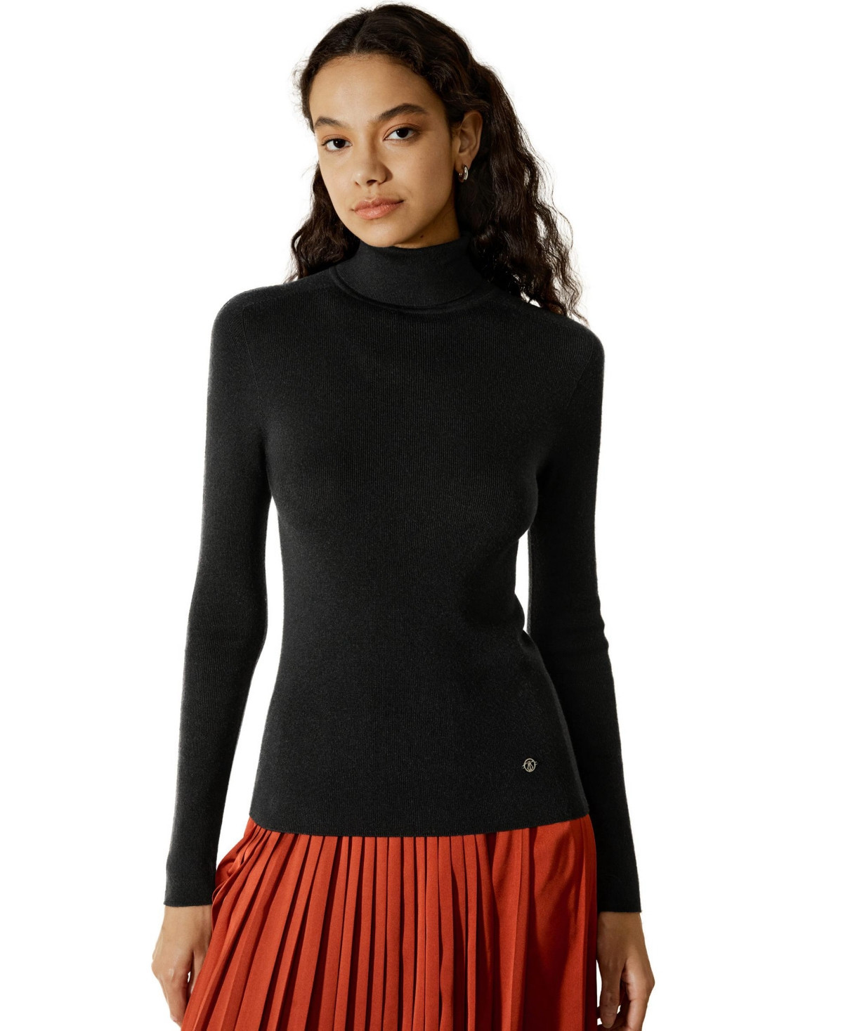 Lilysilk Women's Seamless Silk Knit Turtleneck Sweater - Black | Macy's