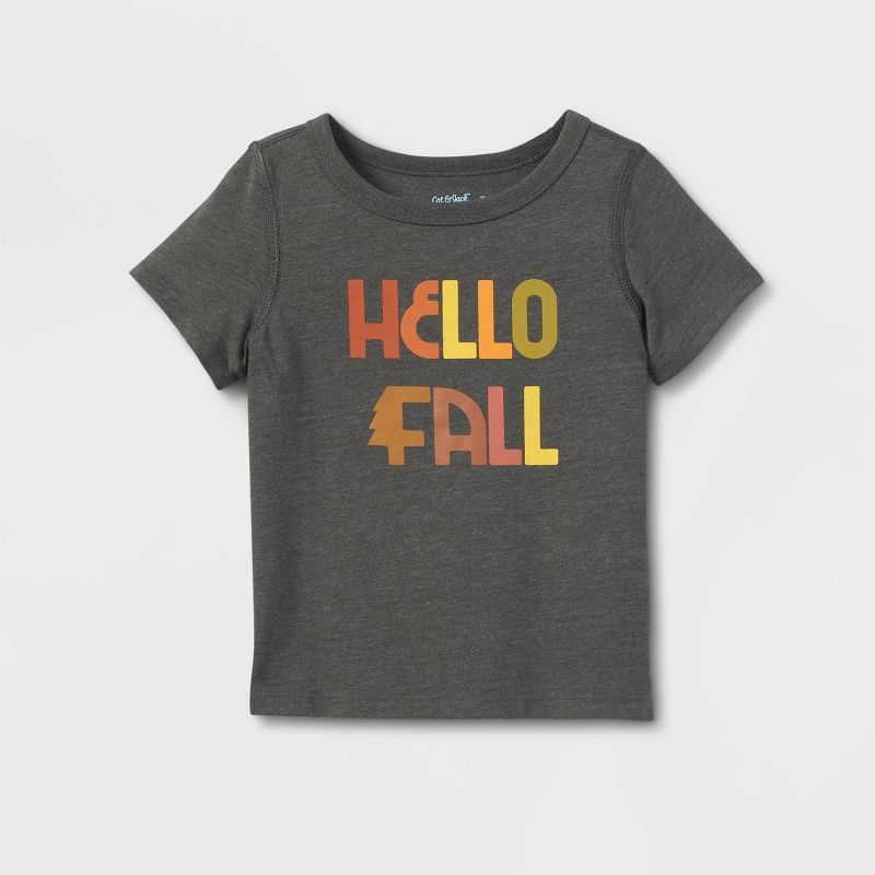Toddler Kids' Adaptive Short Sleeve Graphic T-Shirt - Cat & Jack™ Charcoal Gray | Target