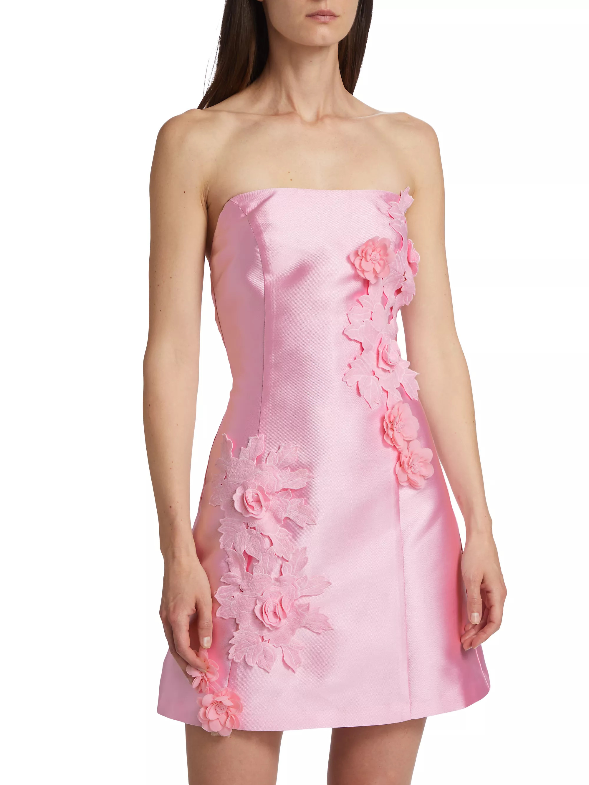Walter Floral Applique Satin Minidress | Saks Fifth Avenue