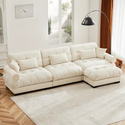 Super Comfort Oversized Modular Velvet Sectional Sofa Couch With Movable Ottoman | Wayfair North America