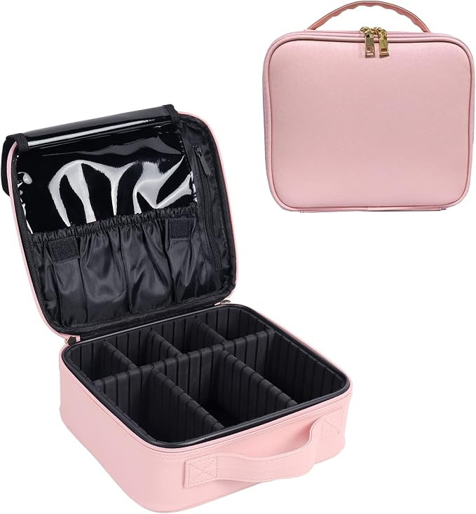 XUBOSER Travel Makeup Bag with Adjustable Dividers, Cosmetic Train Storage Case Organizer for Pro... | Amazon (US)