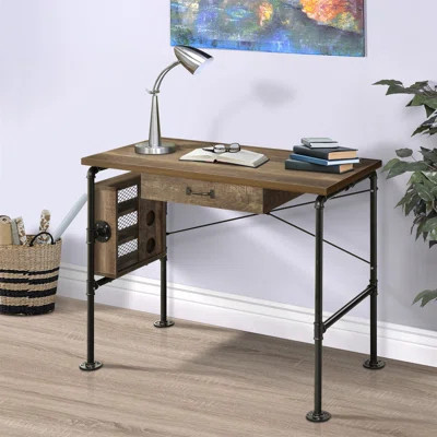 Weathered Oak And Black 1-Drawer Writing Desk | Wayfair North America