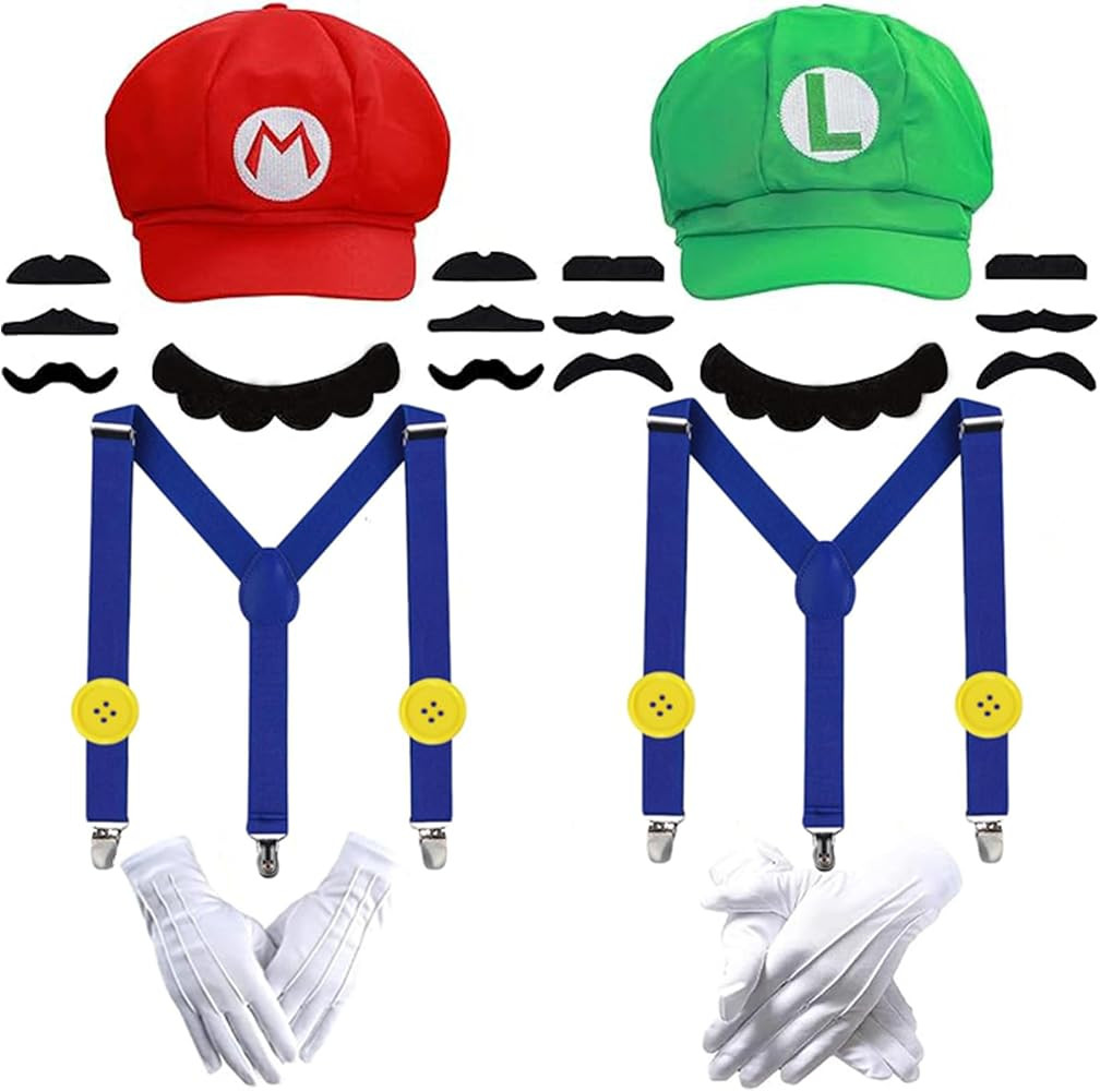 Mary and Luigi Costume Adult Kids Hat Super Bros Accessories set for Halloween Cosplay Costume | Amazon (US)