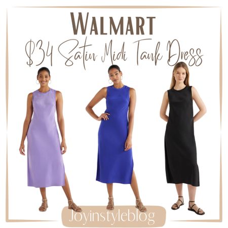 Walmart Scoop Women's Sleeveless Satin Midi Tank Dress, Sizes XS-XXL / work dress / church dress / wedding guest dress / vacation dress 

#LTKWedding #LTKOver40 #LTKFindsUnder50