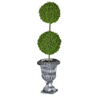 D4x15.5"H Two - Tier Round Faux Topiary - Black Pot | Bed Bath & Beyond