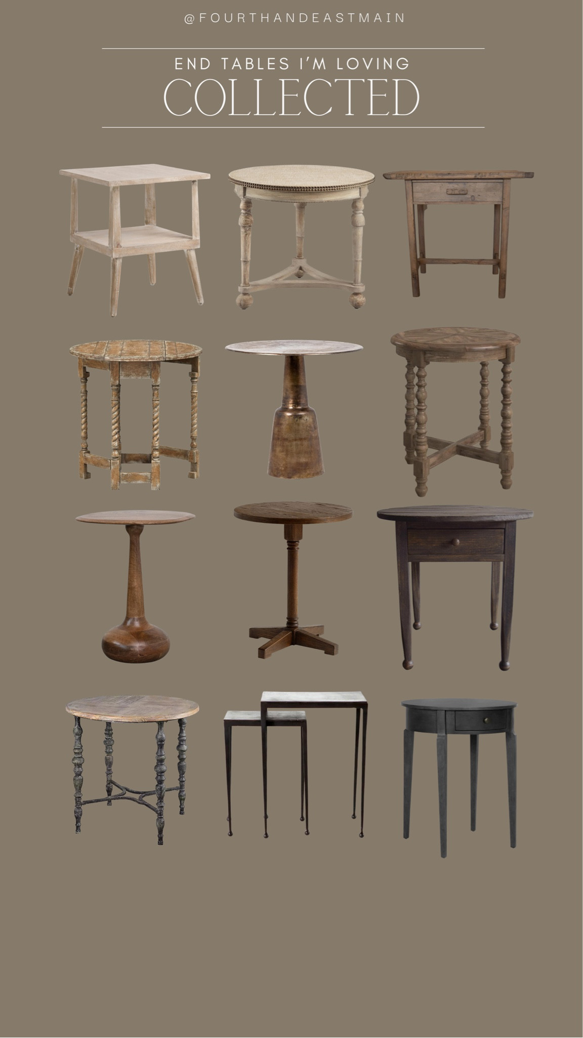 collected // end tables I am loving 

round end table

Amber interiors,

Wood end table 

Antique and table

Accent table.



#LTKhome