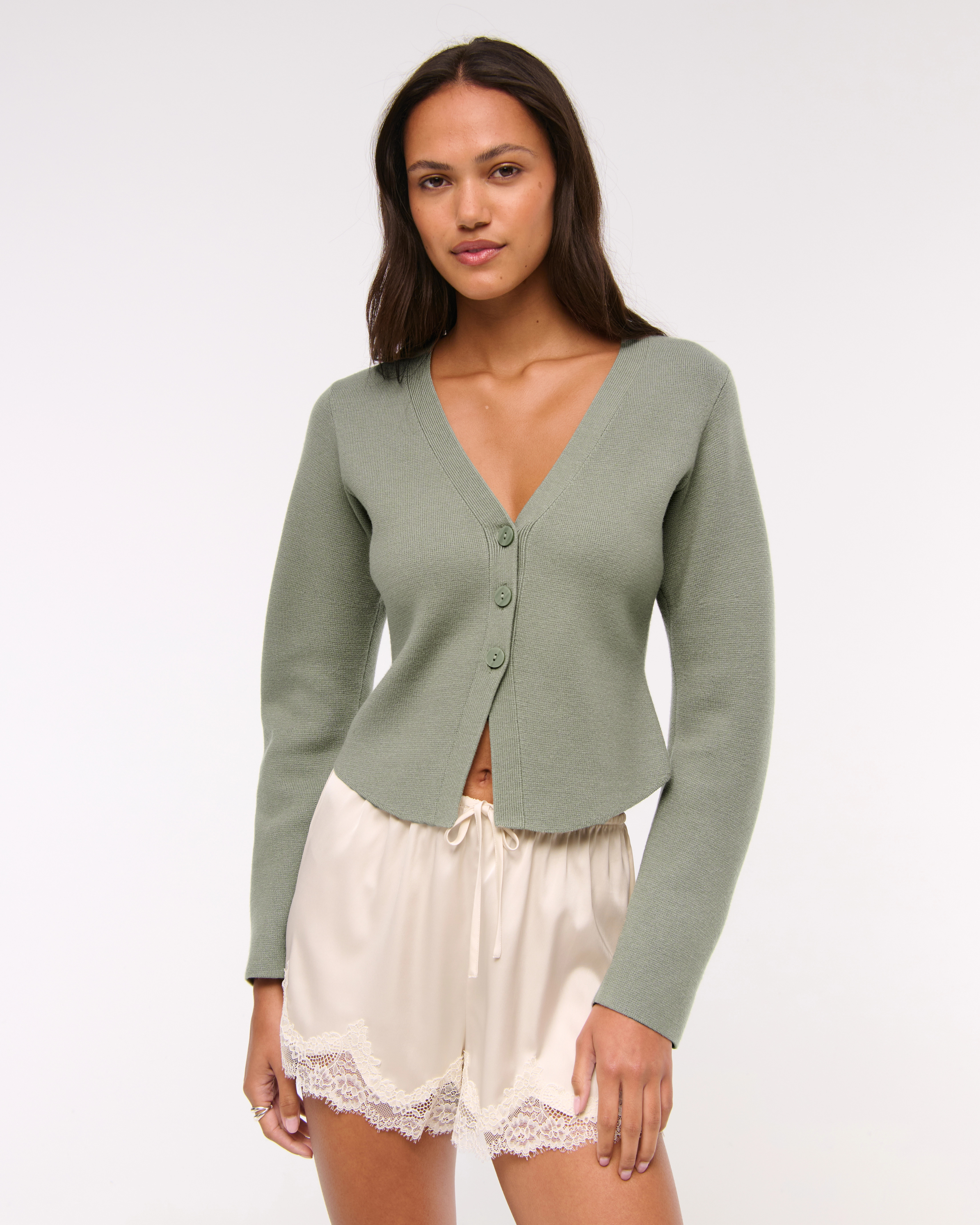LuxeLoft Rounded Sleeve Cardigan | Abercrombie & Fitch (US)