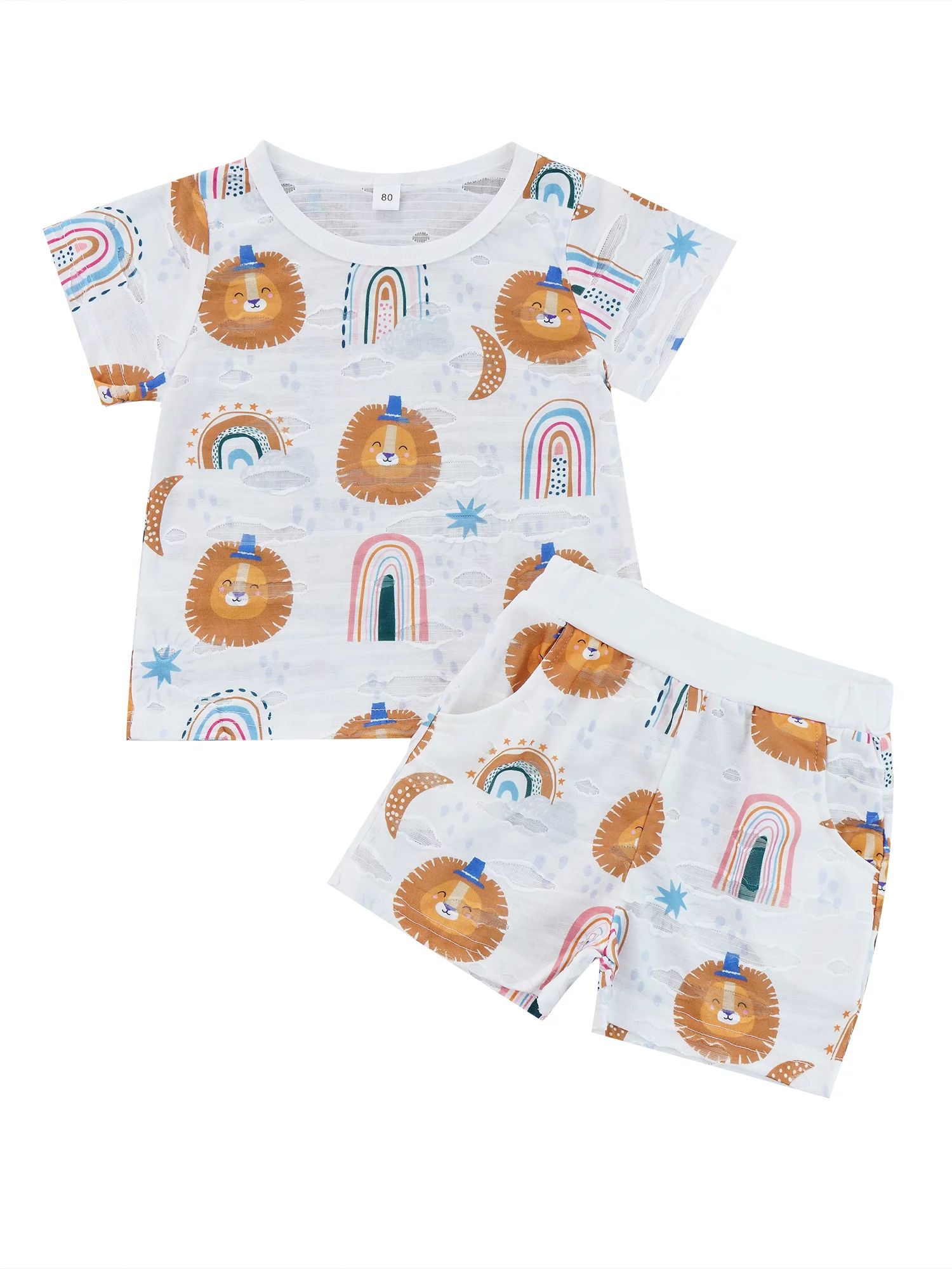xkwyshop 2PCS Toddler Kids Sleepwear Sets Baby Girls Boys Sun Rainbow Print T-shirt Tops Casual S... | Walmart (US)